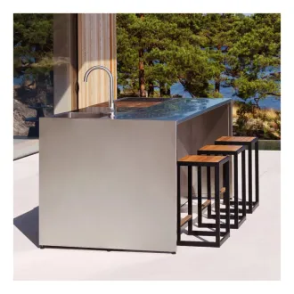 Садовый барный стул низкий Garden Bar Chair Low ALU-A тик — фото 4