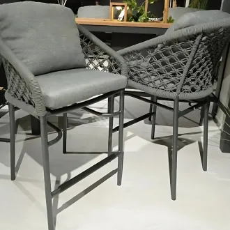 Стілець барний Nappa, MRG|macrame carbon grey|light anthr mixed weave — фото 2