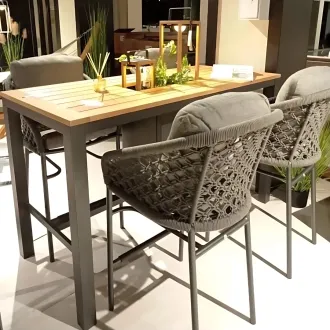 Стілець барний Nappa, MRG|macrame carbon grey|light anthr mixed weave — фото 3