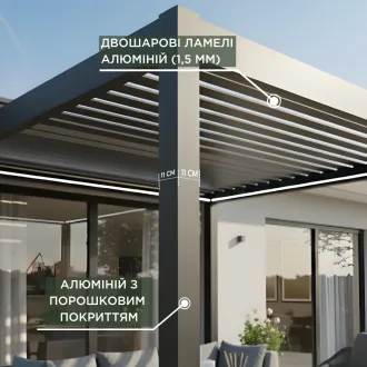Беседка Rota 3,6х5,3 м, крыша open/close (механическая), антрацит — фото 3