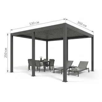 Беседка Rota 3,6х5,3 м, крыша open/close (механическая), антрацит — фото 10