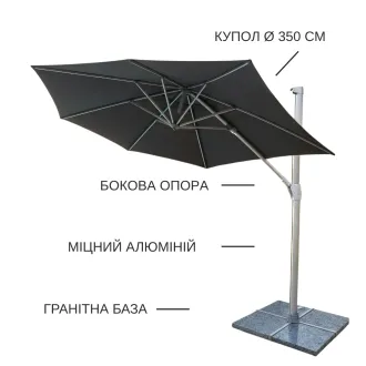 Парасоля з бічною опорою EASY SWING Ø 350 см, silver / mottled anthracite — фото 2