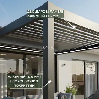 Альтанка Alvaro 3,6x8 м, дах open/close (механічний), антрацит — фото 3