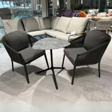 Балконний набір стіл Tripe Grit effect + 2 крісла Avero Carbon Grey
