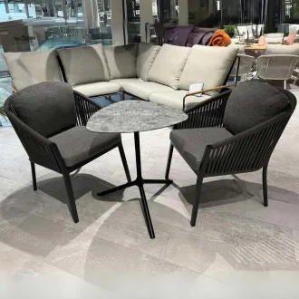 Балконний набор стол Tripe Grit effect + 2 кресла Avero Carbon Grey