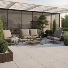 Комплект диван Merano 2-ка+ 2 кресла+2 столика, антрацит-тик, светлый антрацит