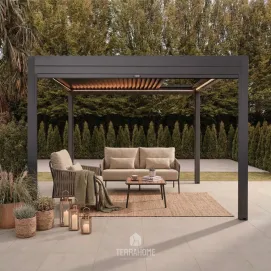 Альтанка Luxe 3,6x3 м, електричний розсувний дах + LED, антрацит — фото 2