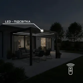 Беседка Luxe 3,6x3 м, электрическая раздвижная крыша + LED, антрацит — фото 4