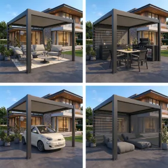 Беседка Luxe 3,6x3 м, электрическая раздвижная крыша + LED, антрацит — фото 10