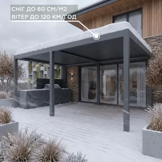 Беседка Luxe 3,6x6 м, электрическая раздвижная крыша + LED, антрацит — фото 5