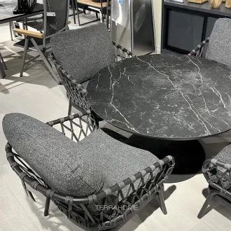 Обідній комплект Moreno Low Dining Table 120 Ø см + 4 крісла Natal Low, charcoal — фото 7
