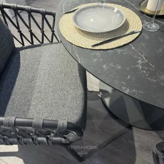 Обідній комплект Moreno Low Dining Table 120 Ø см + 4 крісла Natal Low, charcoal — фото 8
