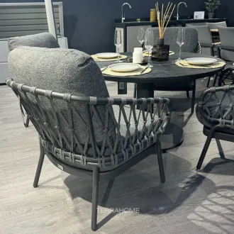 Обідній комплект Moreno Low Dining Table 120 Ø см + 4 крісла Natal Low, charcoal — фото 9