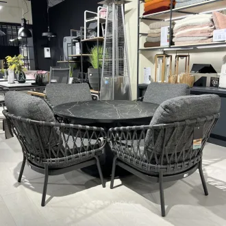 Обідній комплект Moreno Low Dining Table 120 Ø см + 4 крісла Natal Low, charcoal — фото 4