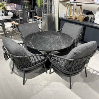 Обідній комплект Moreno Low Dining Table 120 Ø см + 4 крісла Natal Low, charcoal — фото 6