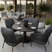 Обідній комплект Moreno Low Dining Table 120 Ø см + 4 крісла Natal Low, charcoal