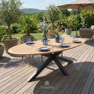 Вуличний стіл Madre 280x130 Matt royal grey |Natural new teak