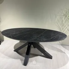 Вуличний овальний стіл OBLONG 200 x 110 cm, Trespa Marble. Charcoal