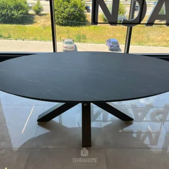 Вуличний овальний стіл OBLONG 220 x 130 cm, Trespa Marble. Charcoal