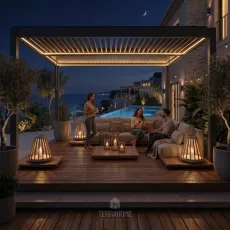 Альтанка Villa 4х4 м, дах open/close (механічний) + LED, антрацит
