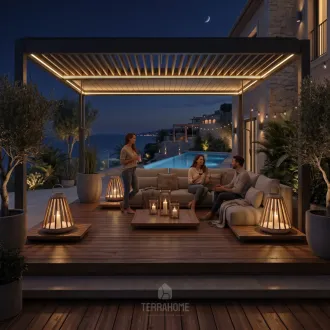 Альтанка Villa 4х4 м, дах open/close (механічний) + LED, антрацит