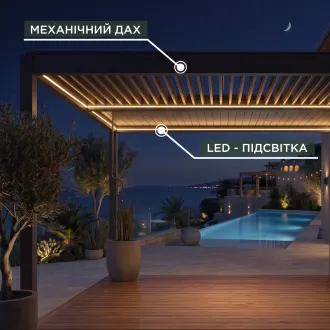 Альтанка Villa 4х4 м, дах open/close (механічний) + LED, антрацит — фото 4