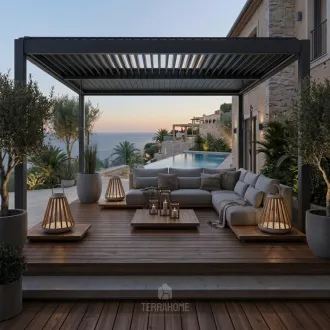 Альтанка Villa 4х4 м, дах open/close (механічний) + LED, антрацит — фото 2