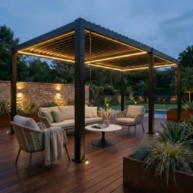 Альтанка Villa 6х4 м, дах open/close (механічний) + LED, антрацит — фото 2