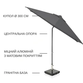 Парасоля з центральною опорою EASY PUSH, Ø 300 см, anthracite matt / anthracite — фото 2