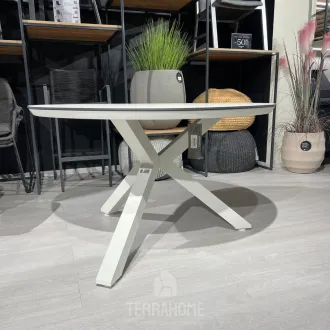 Вуличний круглий стіл ORBITAL 120 Ø cm, Trespa Travertin. Creme White — фото 4