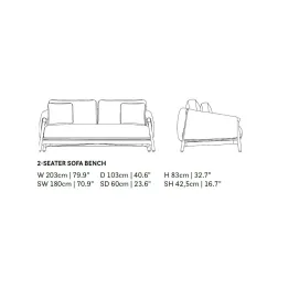 Диван Bellano 2 seater sofa bench, Natural new teak |natural gravel — фото 2