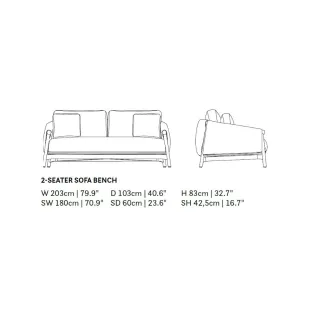 Диван Bellano 2 seater sofa bench, Natural new teak |natural gravel — фото 2