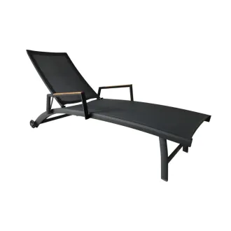 Шезлонг Fly graphite, carbon grey Alu/Textilene, Teak — фото 11