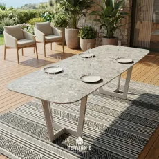 Уличный стол Palermo 320x116, Camel sand, Neolith Terrazzo light grey