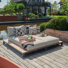 Кровать-шезлонг Evora MRG | Natural new teak | Light anthracite m.w.