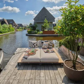 Кровать-шезлонг Evora MRG | Natural new teak | Light anthracite m.w. — фото 2