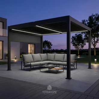 Беседка Villa 3.6x4 м, крыша open/close (электрическая) + LED (холодный свет), антрацит — фото 2
