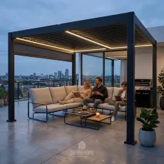 Альтанка Villa 3.6x4 м, дах open/close (електричний) + LED (холодне світло) , антрацит