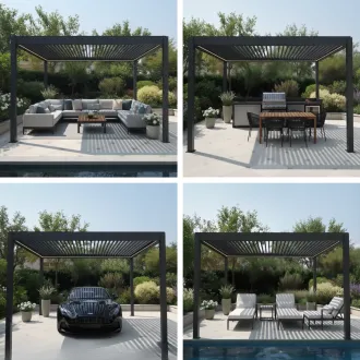 Беседка Villa 3.6x4 м, крыша open/close (электрическая) + LED (холодный свет), антрацит — фото 7
