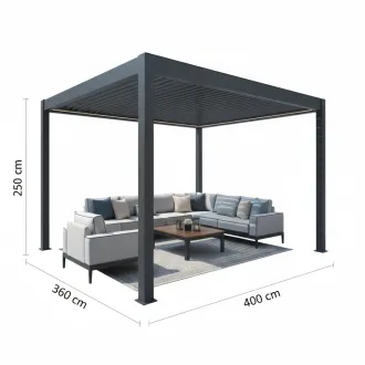 Беседка Villa 3.6x4 м, крыша open/close (электрическая) + LED (холодный свет), антрацит — фото 9
