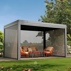 Беседка Villa 3x3 м, крыша open/close (электрическая) + LED, антрацит — фото 2