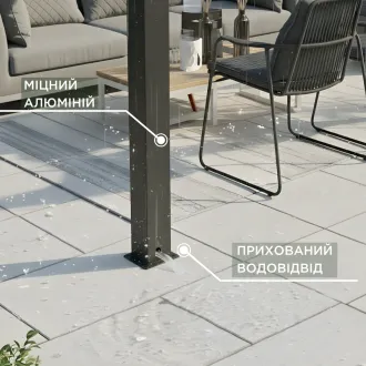 Альтанка Villa 4x6 м, дах open/close (електричний) + LED (холодне світло), антрацит — фото 6