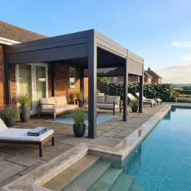 Альтанка Villa 4x6 м, дах open/close (електричний) + LED (холодне світло), антрацит — фото 2
