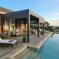 Альтанка Villa 4x6 м, дах open/close (електричний) + LED (холодне світло), антрацит