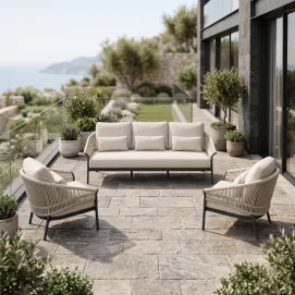 Лаунж-комплект Santorini 3-місний диван + 2 крісла, Antracite — фото 2