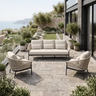 Лаунж-комплект Santorini 3-местный диван + 2 кресла, Antracite — фото 2