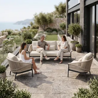Лаунж-комплект Santorini 3-местный диван + 2 кресла, Antracite