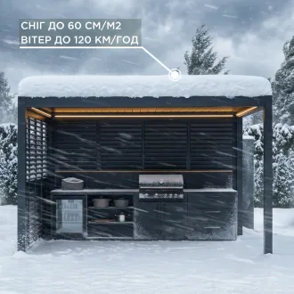 Беседка Luxe 3,6x4 м, электрическая раздвижная крыша + LED, антрацит — фото 6