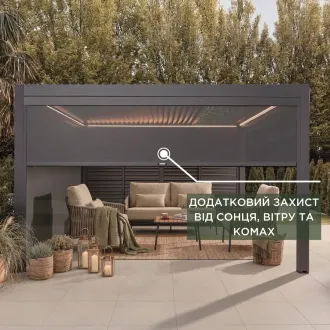Беседка Luxe 3,6x4 м, электрическая раздвижная крыша + LED, антрацит — фото 10