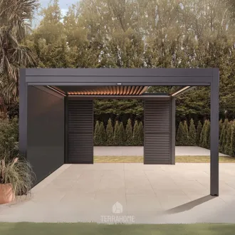Беседка Luxe 3,6x4 м, электрическая раздвижная крыша + LED, антрацит — фото 14